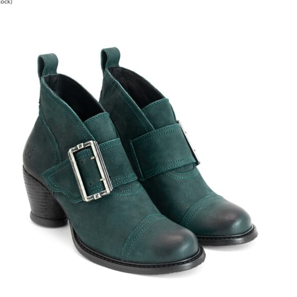 FLUEVOG EAST END PORTER Peacock Heeled Booties Ankle Boots LIKE NEW - Picture 3 of 13